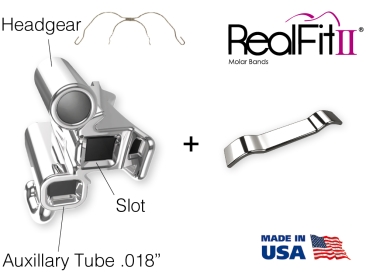 RealFit™ II snap - Bagues de molaires, Kit d'introduction, M. sup., combin. triple (dent 17, 16, 26, 27)  MBT* .022"