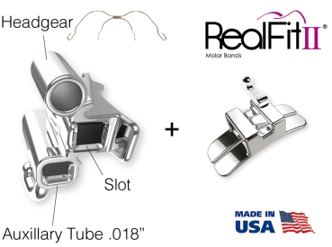 RealFit™ II snap - Bagues de molaires, Kit d'introduction, M. sup., combin. triple + verrou palatal (dent 17, 16, 26, 27)  MBT* .022"