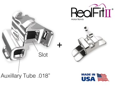 RealFit™ II snap - Bagues, M. inf., combin. double + verrou palatal (dent 46)  Roth .018"