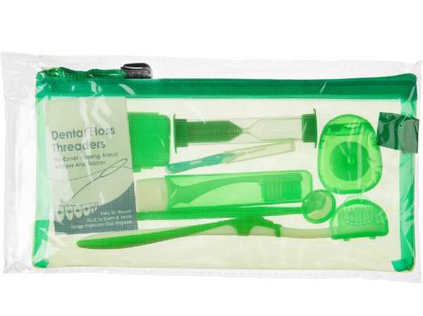 Kit orthodontique, sac en maille, vert