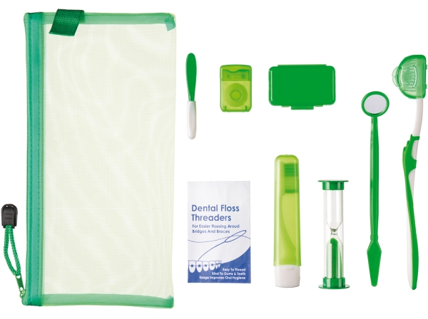 Kit orthodontique, sac en maille, vert