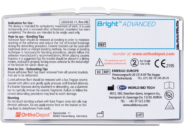 Bright™ ADVANCED, Kit (M. sup. / inf.  3 - 3), MBT* .018"