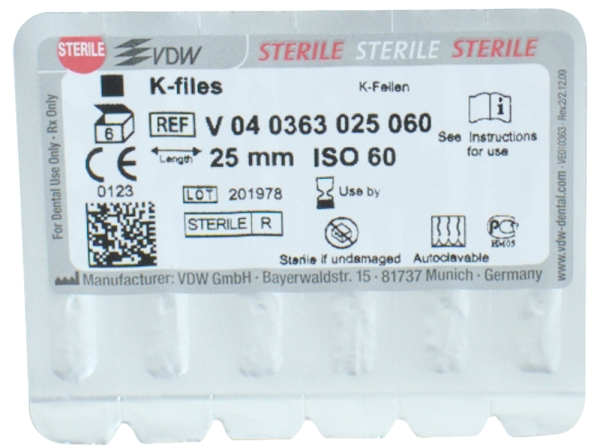 Limes K 63/ 60 25mm stérile 6pcs
